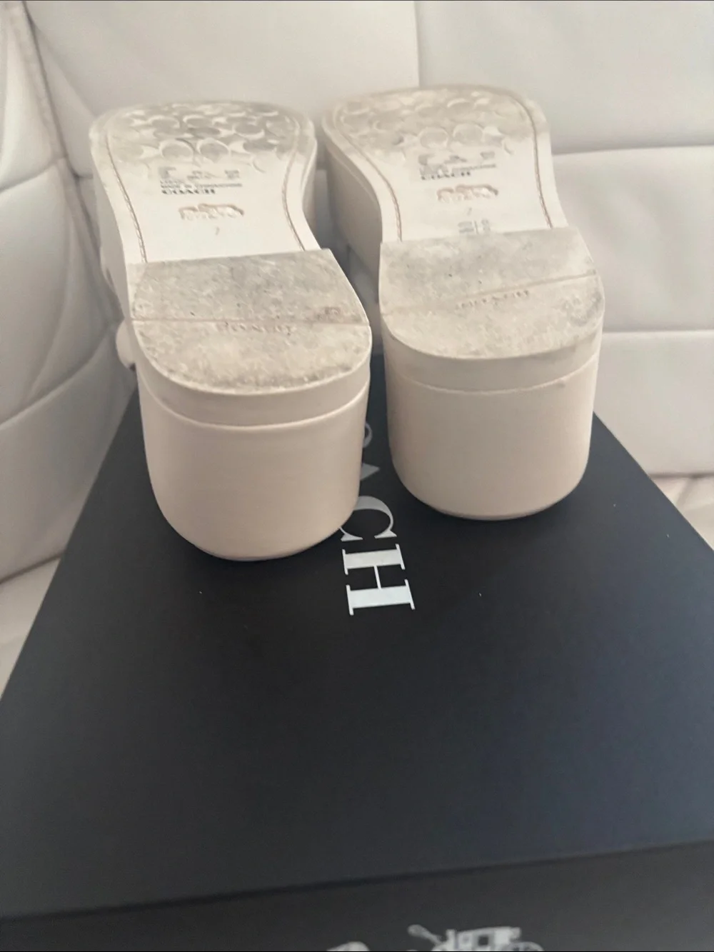 Coach Cream Knotted Slide Mules - Picture 3 of 9